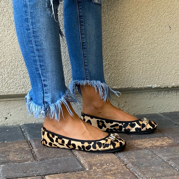 Animal Print Calf Hair Gold Hardware Crunch Flats - Picture 5 of 10